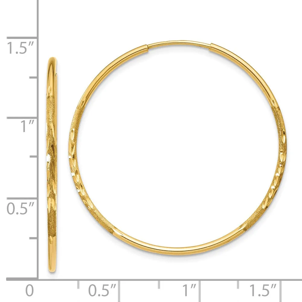 1.25mm, 14k Gold, Diamond-cut Endless Hoops, 30mm (1 3/16 Inch)