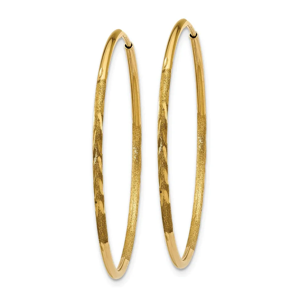 1.25mm, 14k Gold, Diamond-cut Endless Hoops, 30mm (1 3/16 Inch)