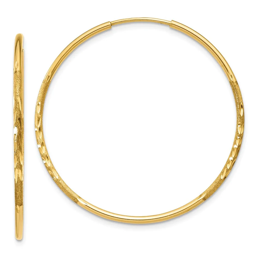 1.25mm, 14k Gold, Diamond-cut Endless Hoops, 30mm (1 3/16 Inch)