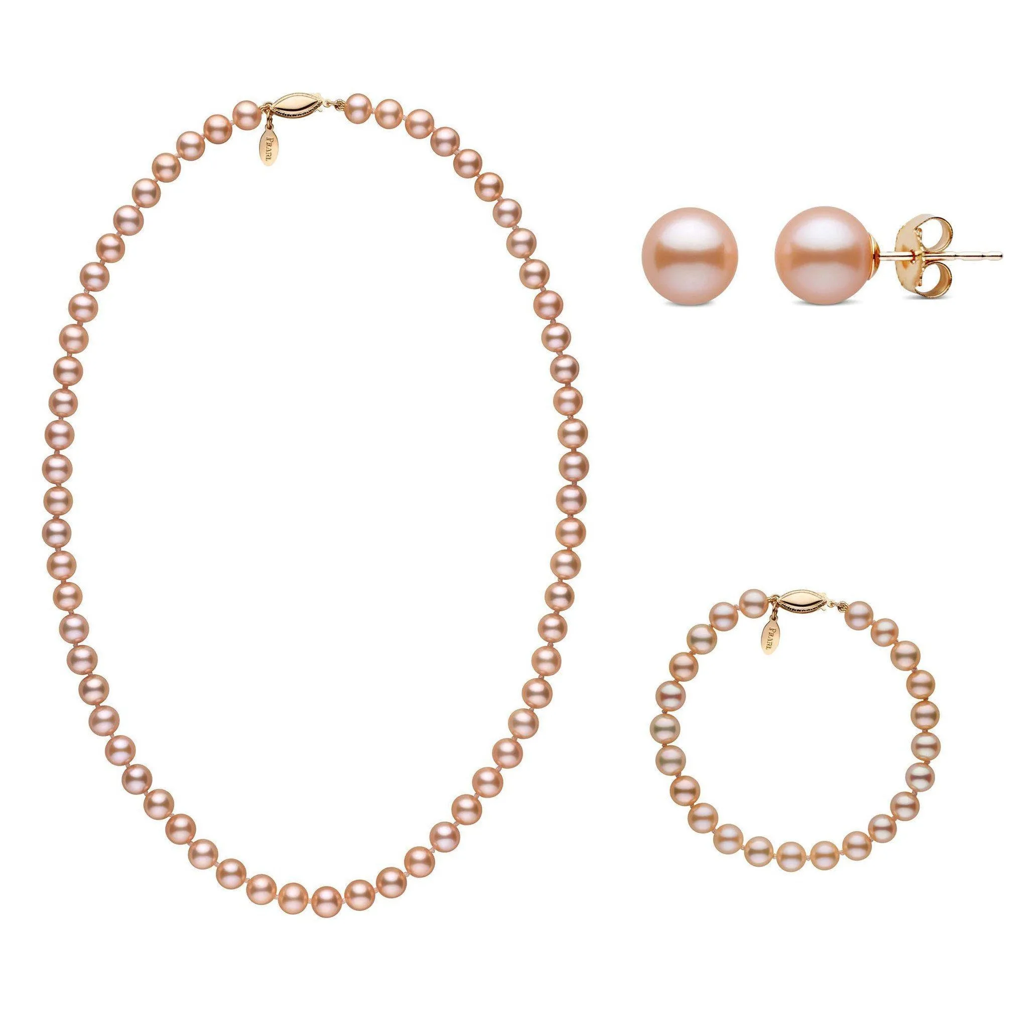 18 Inch 6.5-7.0 mm Pink to Peach Freshadama Freshwater Pearl Set