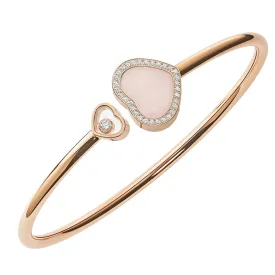 18ct Rose Gold Happy Hearts Pink Opal & Diamond Set Bangle