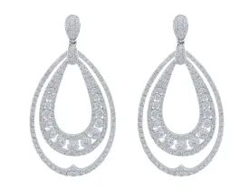 18kt White Gold Diamond Pear Motif Earrings