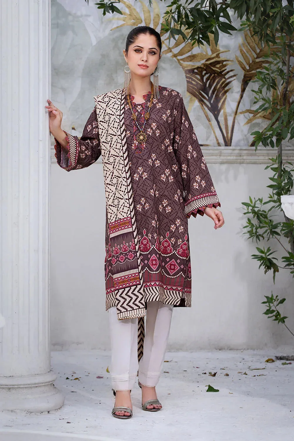 2PC Unstitched Printed Lawn Shirt and Dupatta KSD-2657