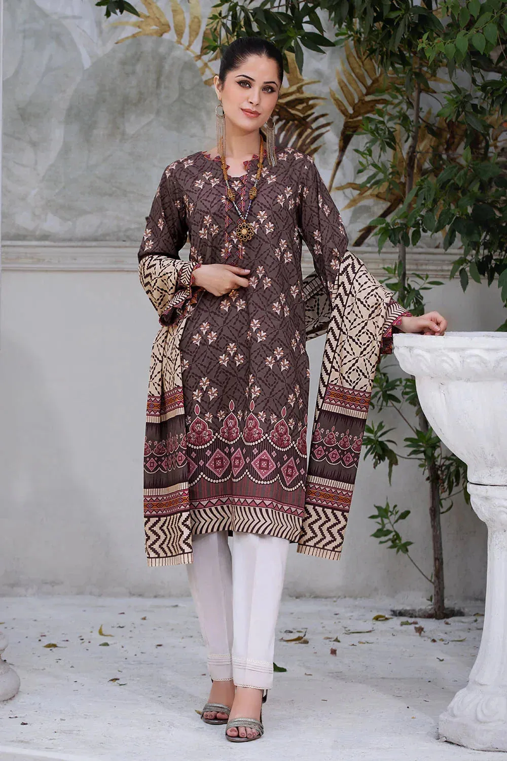 2PC Unstitched Printed Lawn Shirt and Dupatta KSD-2657