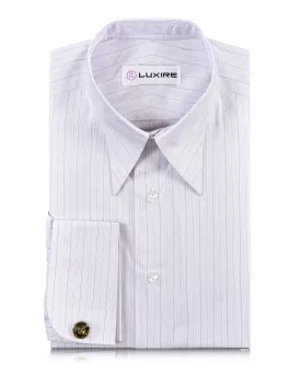 A Touch of Silk:Purple Pin Stripes on White: Natural Wrinkle Free