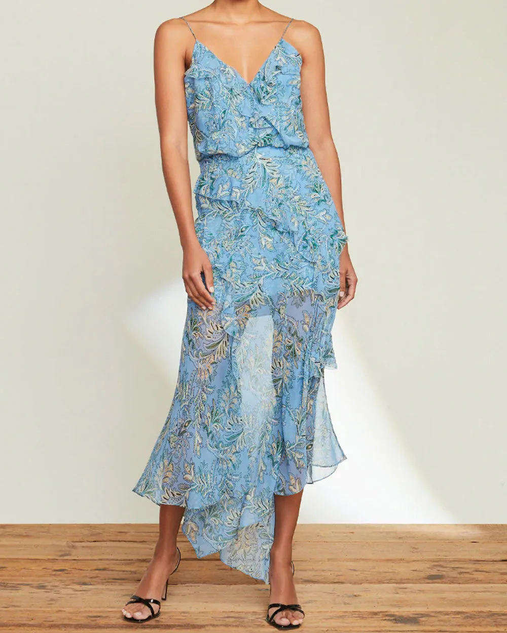 Aero Blue Paisley Avenel Midi Dress