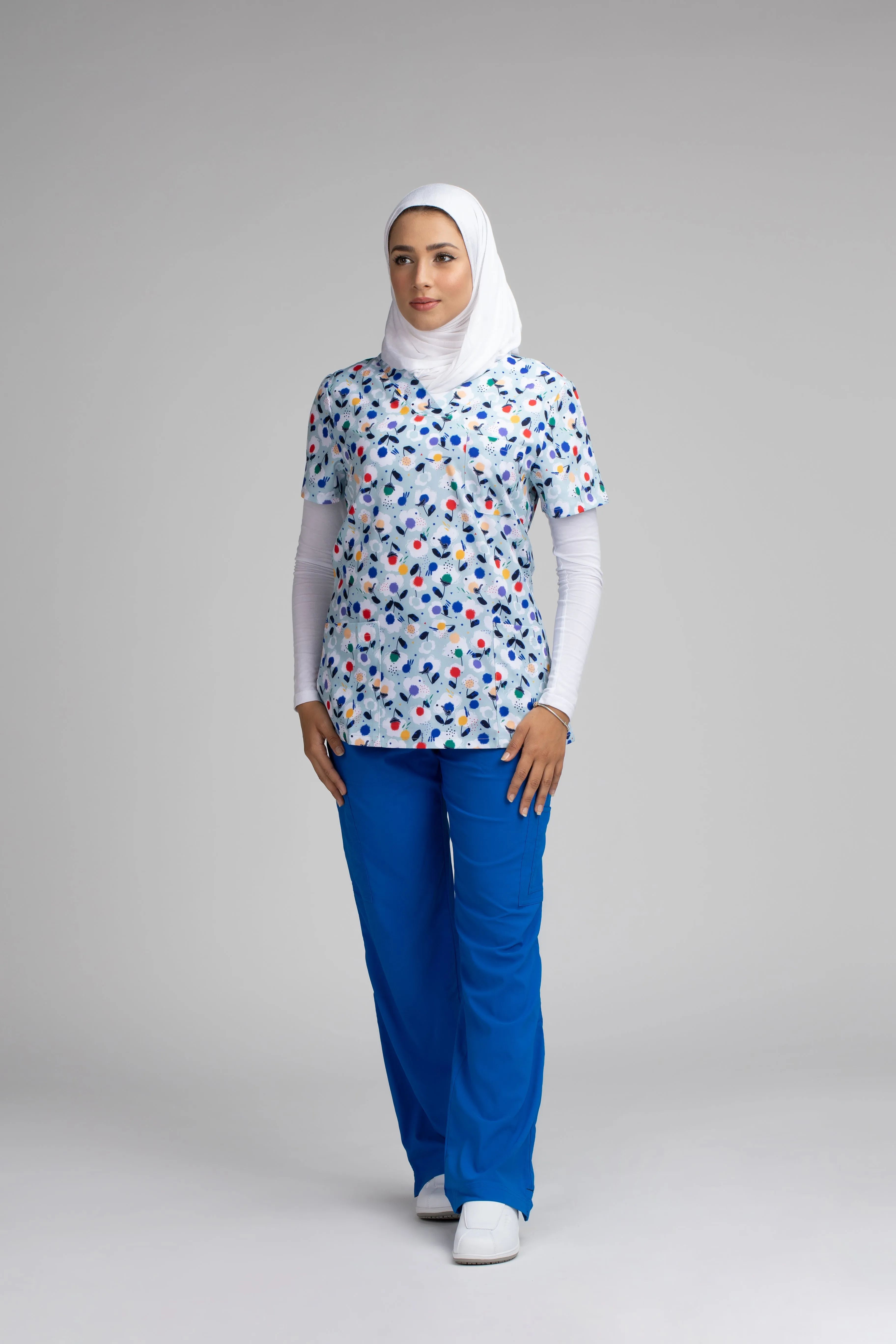 Allium Abstract Printed Scrub Top