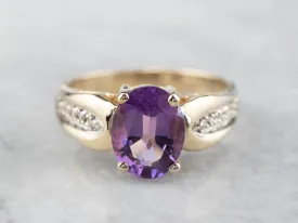 Amethyst Diamond 14K Gold Ring