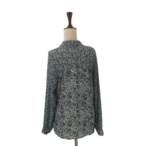 Atmosphere Blue Floral Printed Sheer Collared Shirt | Gently Used |