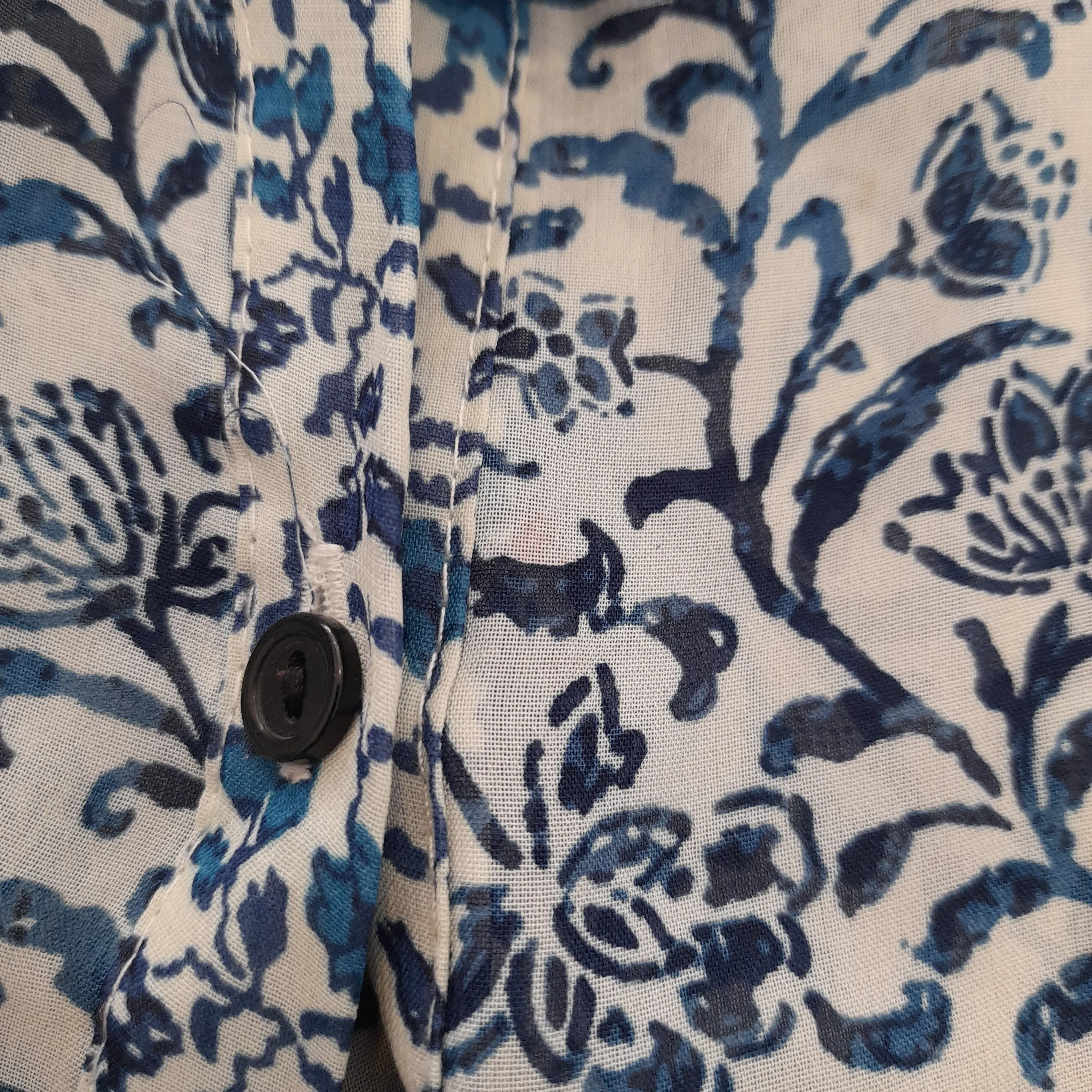 Atmosphere Blue Floral Printed Sheer Collared Shirt | Gently Used |