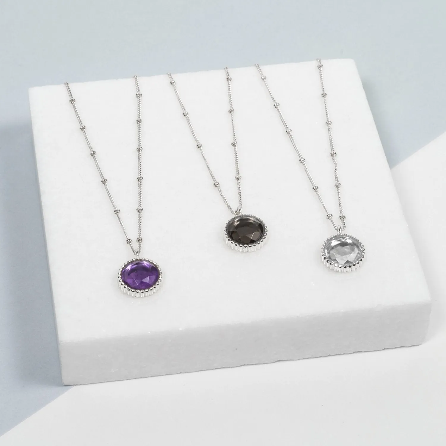 Barcelona Silver February Amethyst Birthstone Necklace