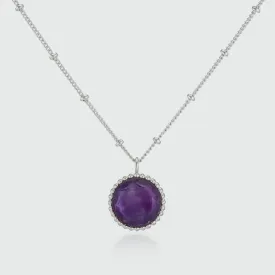 Barcelona Silver February Amethyst Birthstone Necklace