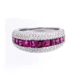 Bellagio Collection Pave Diamond and Ruby Ring