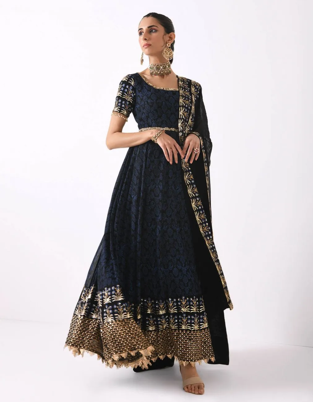 Black-Blue Bordered Anarkali