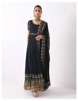 Black-Blue Bordered Anarkali