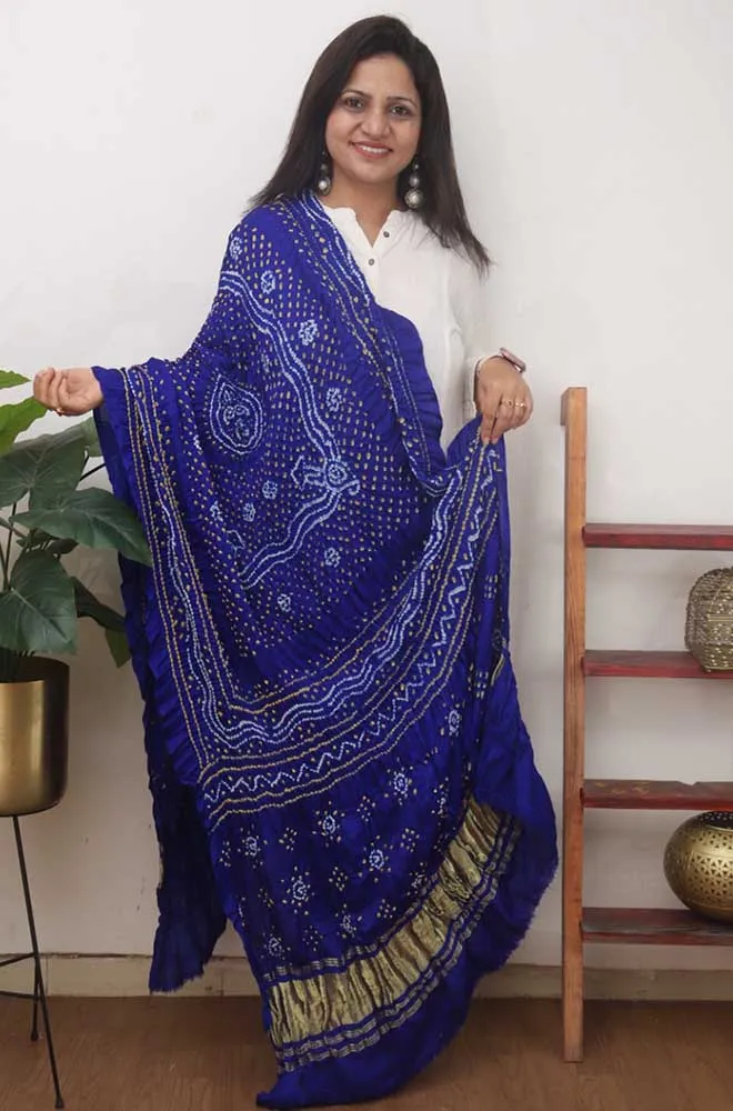 Blue Bandhani Gajji Silk Dupatta