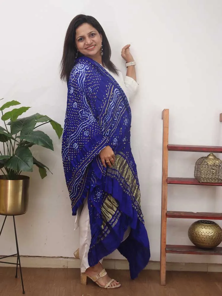 Blue Bandhani Gajji Silk Dupatta