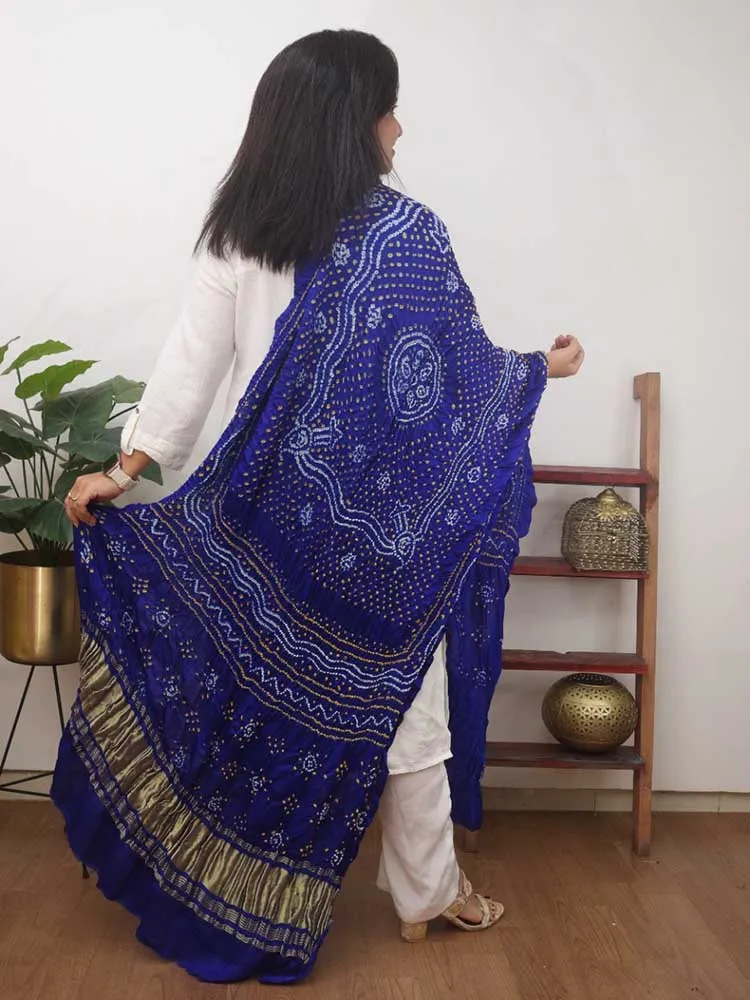 Blue Bandhani Gajji Silk Dupatta