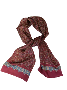 Luxurious 100% Silk Paisley Scarf in Bordeaux - 157 x 27 cm