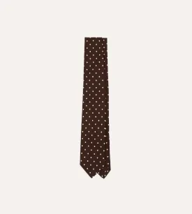 Brown Polka Dot Silk Self-Tipped Tie