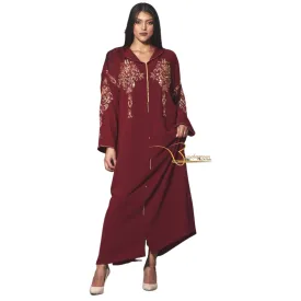 Burgandy and Gold Djellaba with Pearls