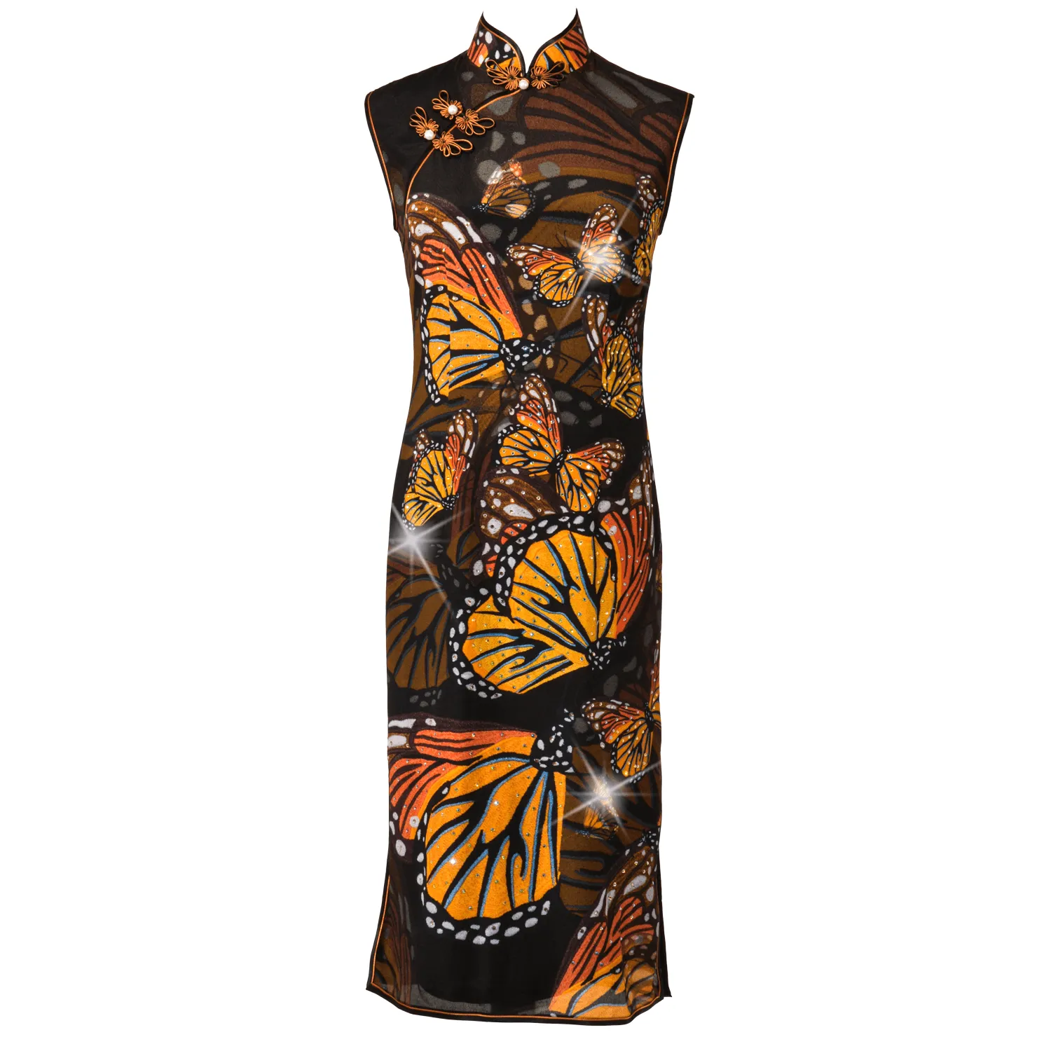 【BUTTERFLY】100% Silk Crystal Cheongsam (Sleeveless / Regular Fit)