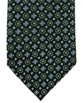 Canali Silk Tie Green Sky Blue Geometric Pattern - Classic Italian