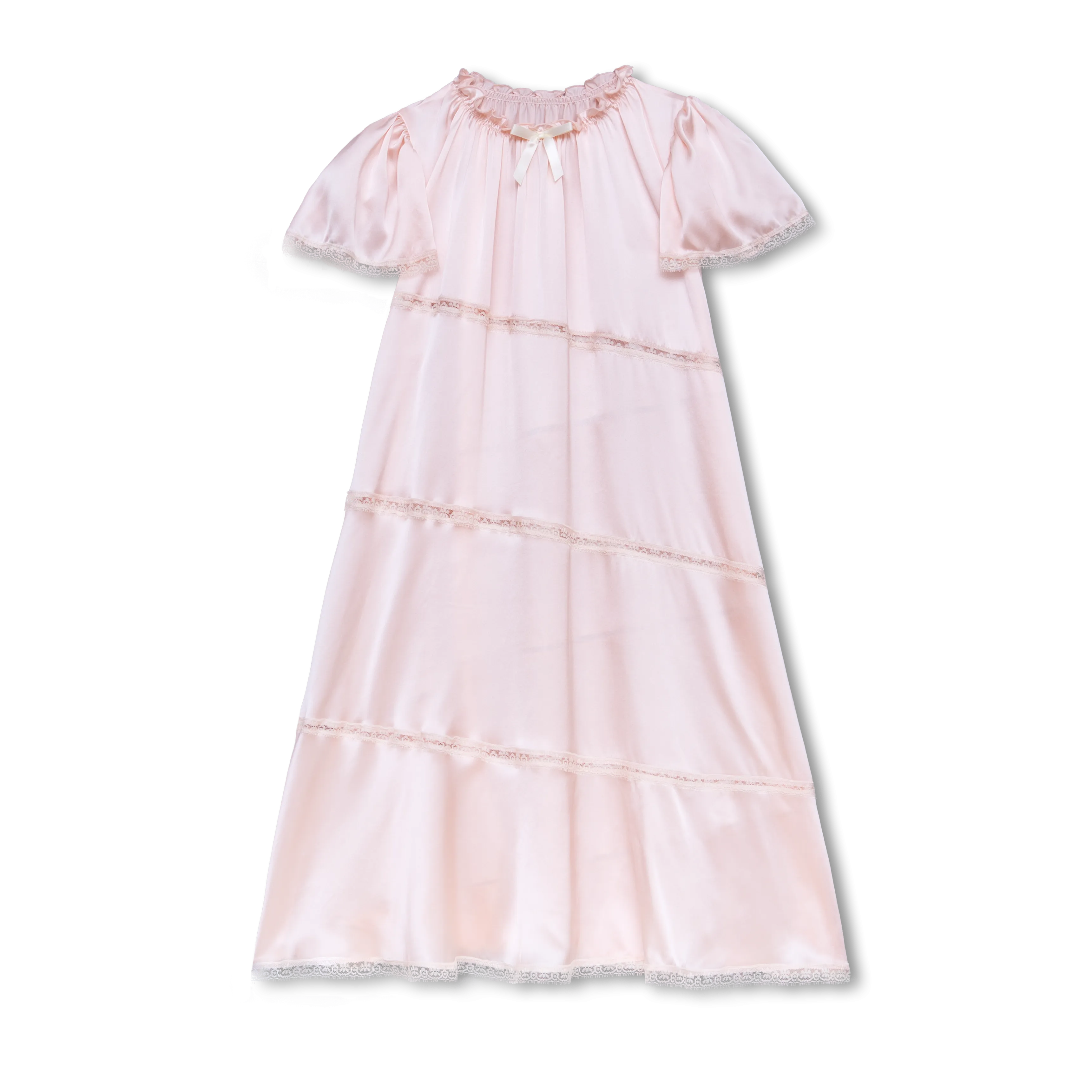 CATHERINE - GIRLS SILK NIGHTDRESS PEACH PINK