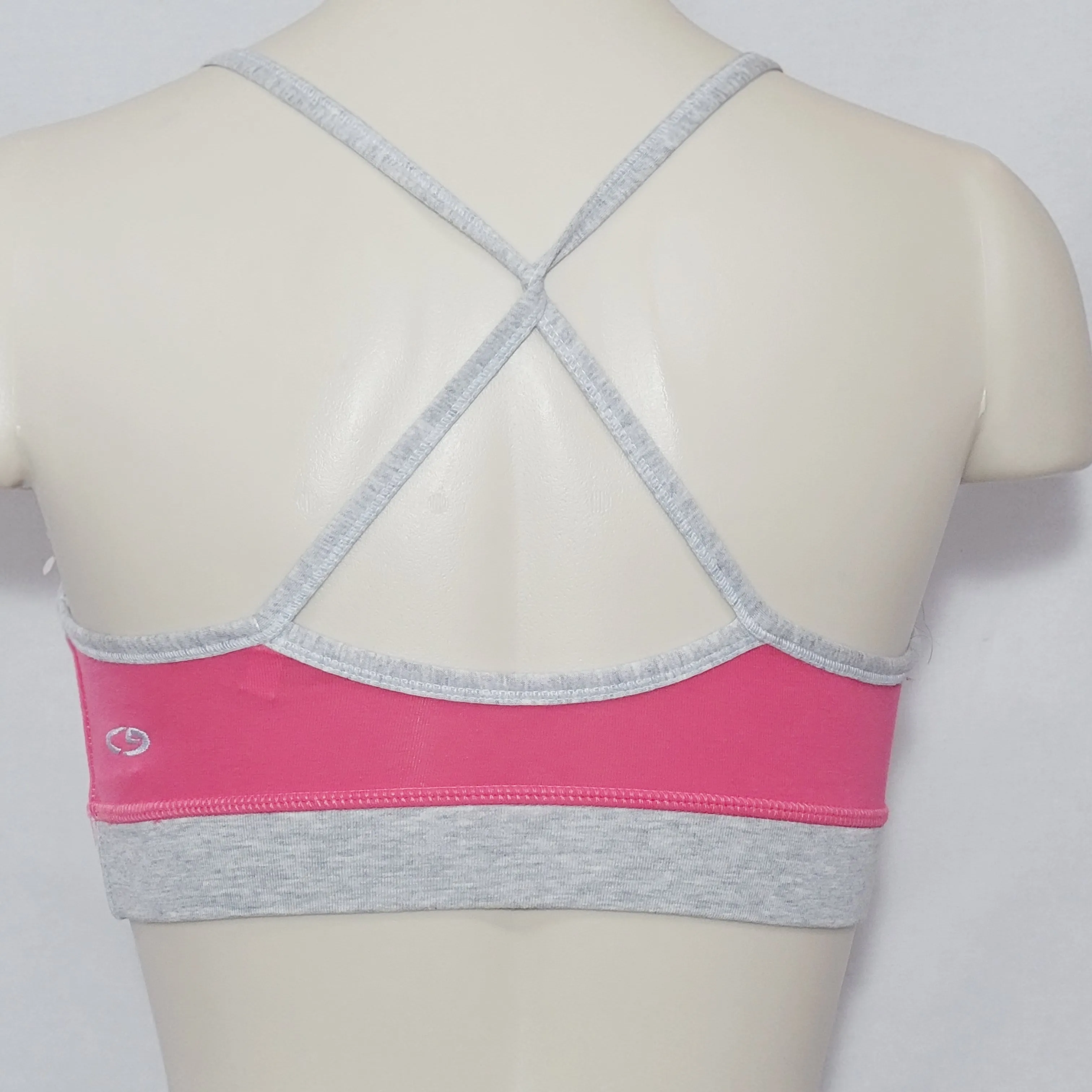 Champion N9575 Crossback Wire Free Sports Bra XS Bright Pink & Gray NWT