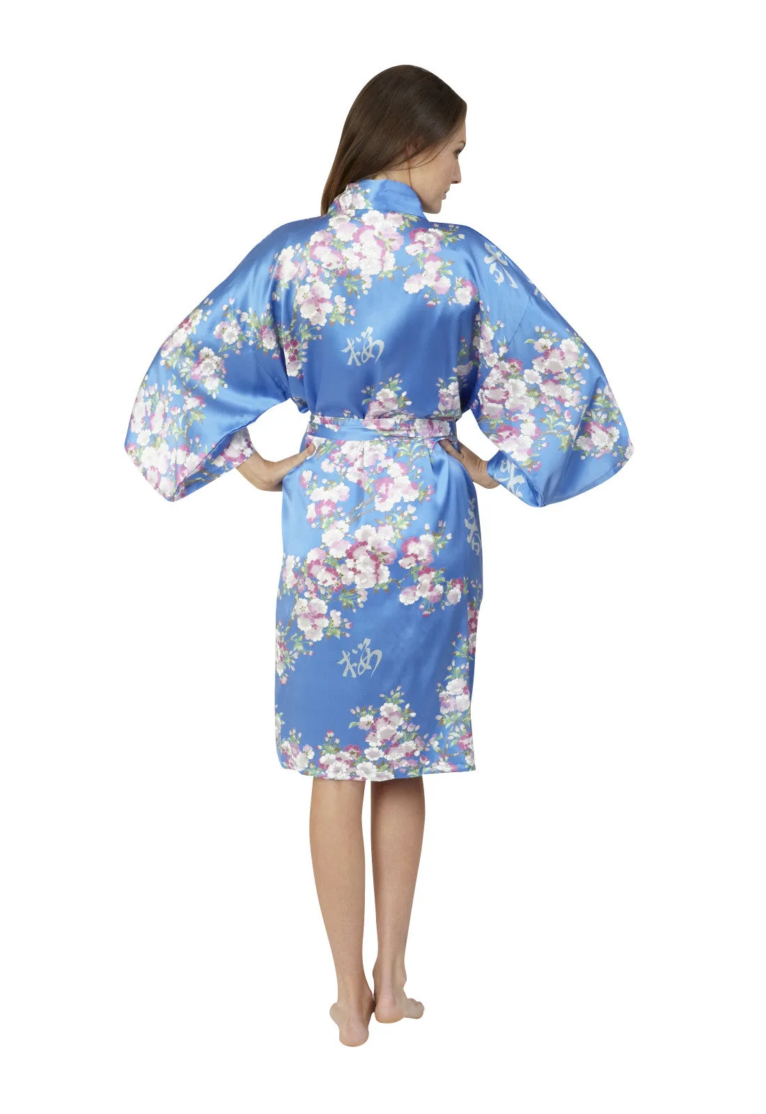 Cherry Blossom In Spring Short Satin Kimono