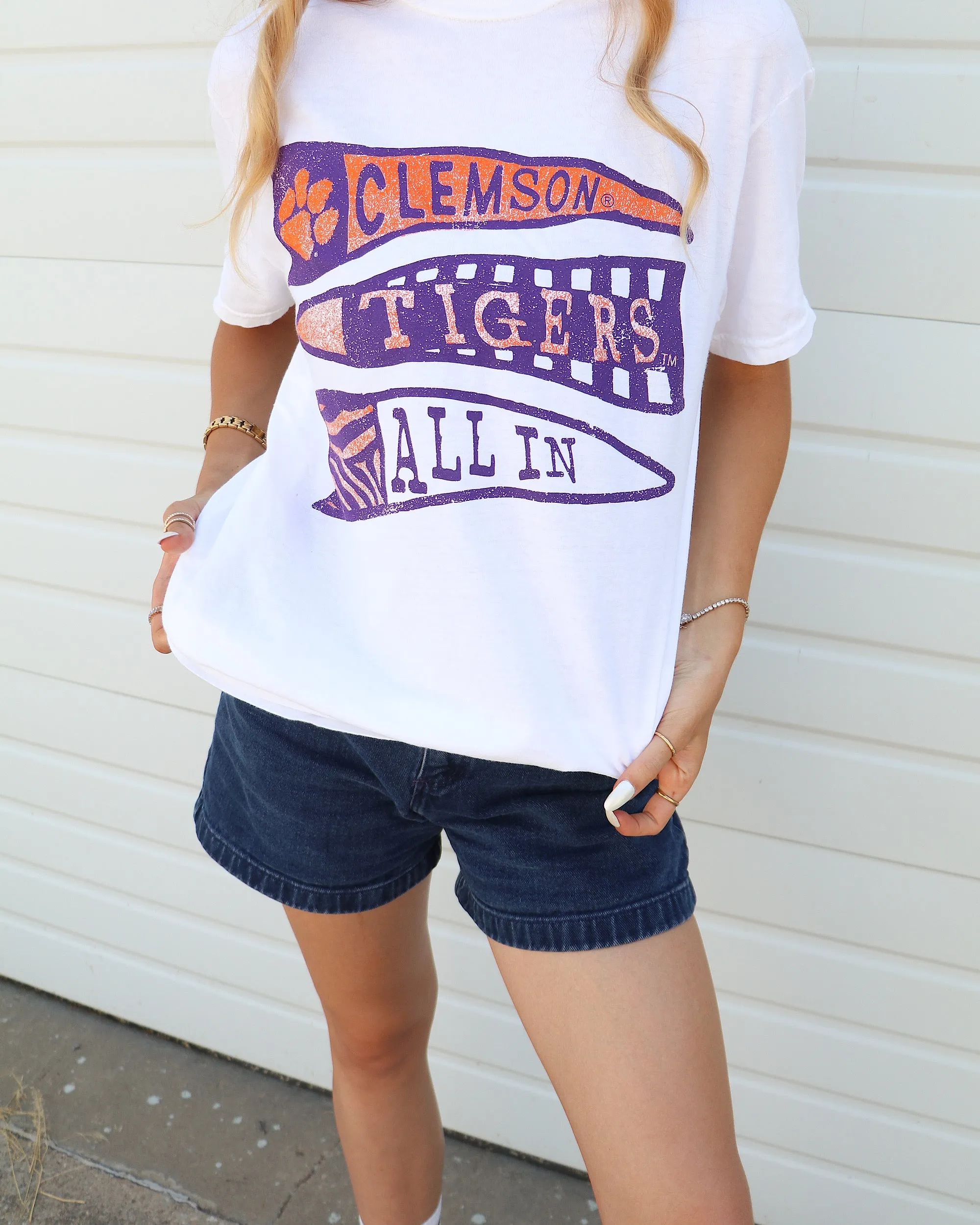 Clemson Tigers Pennant White Tee