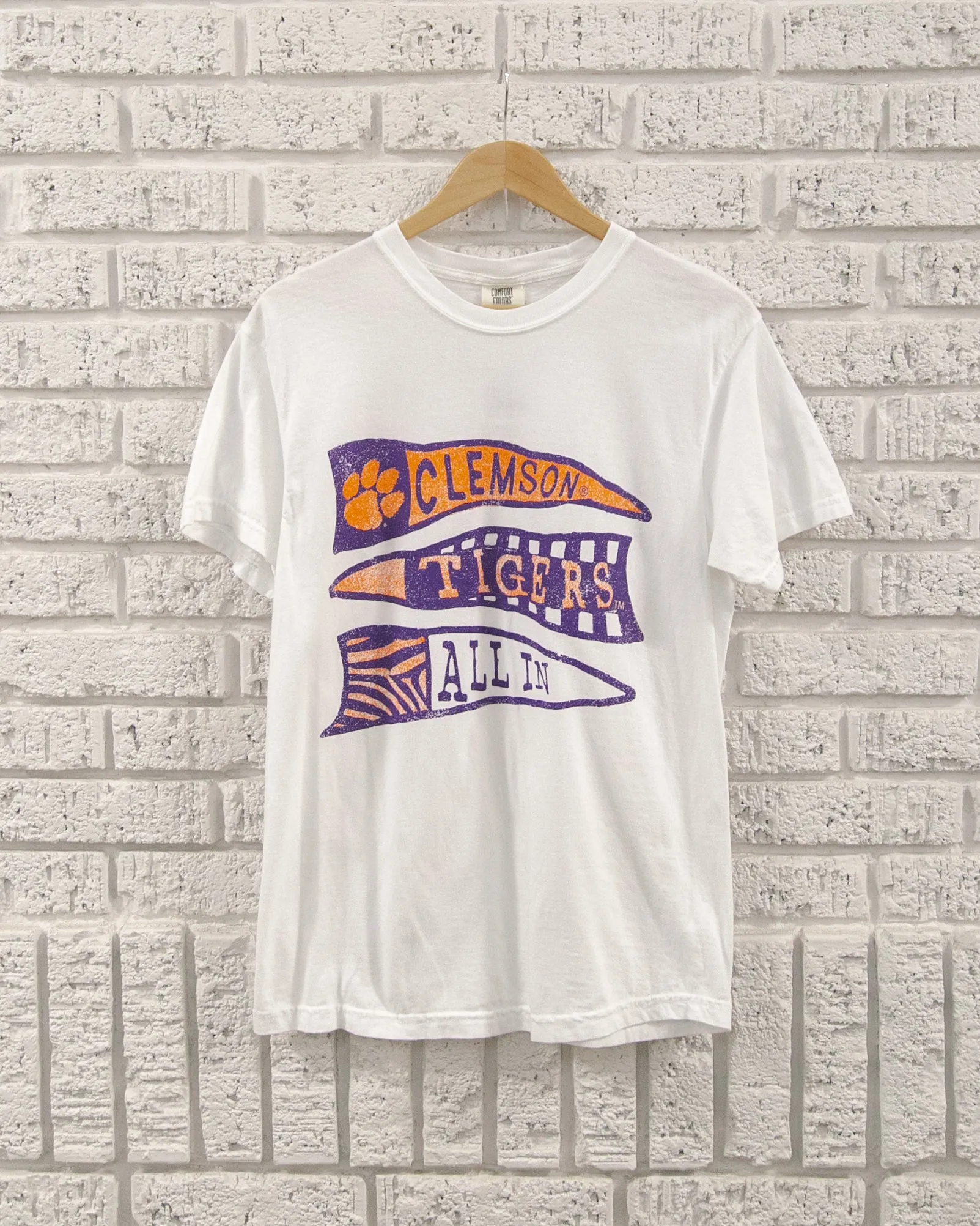 Clemson Tigers Pennant White Tee