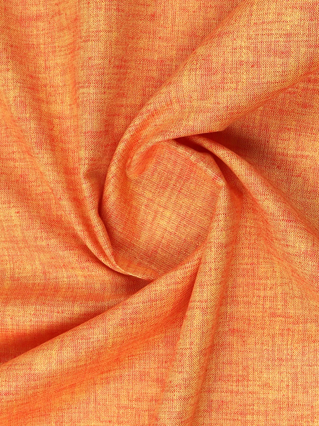 Cotton Blend Orange Colour Kurtha Self Design Fabric Lampus