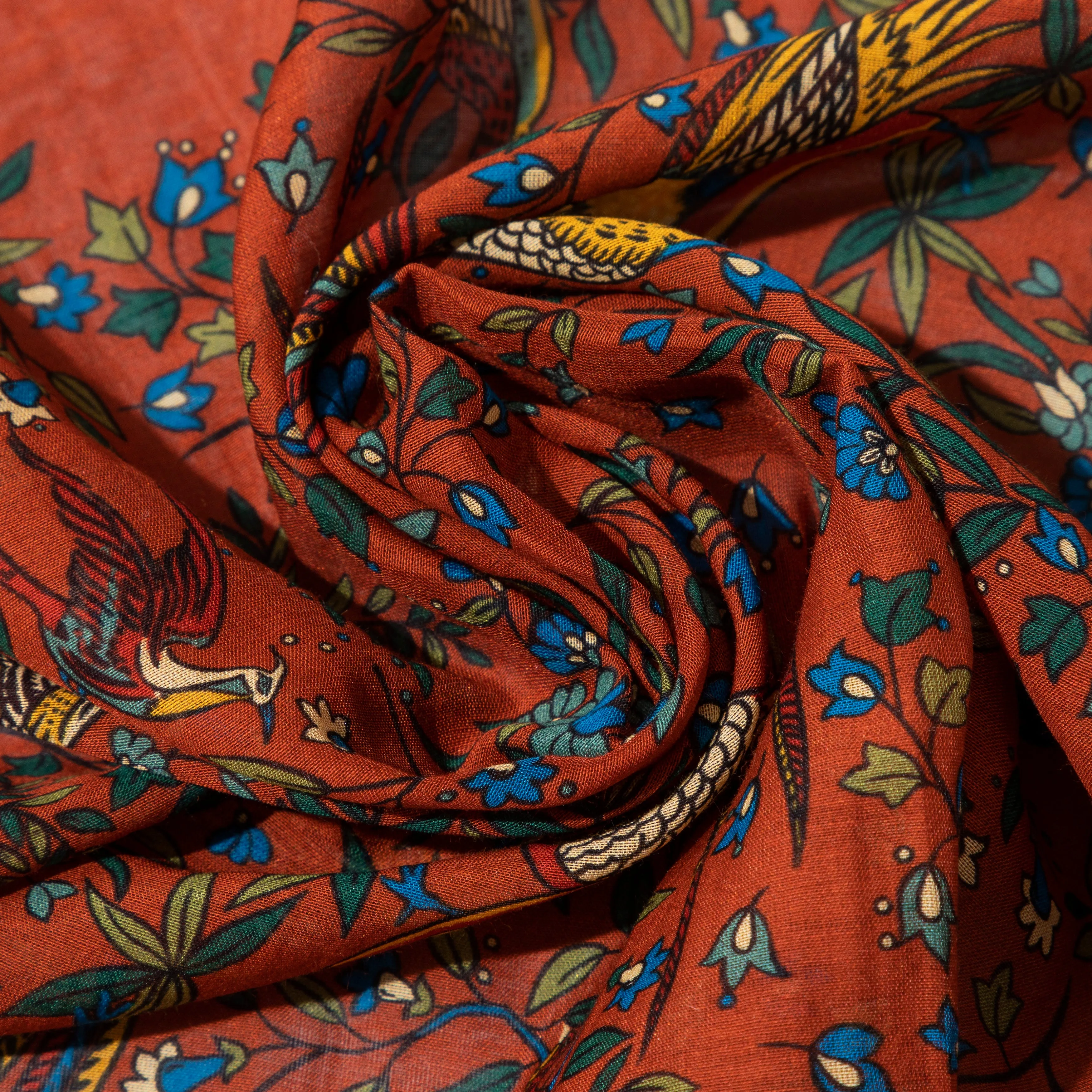 Cotton/Silk Birds of Paradise Print Pocket Square