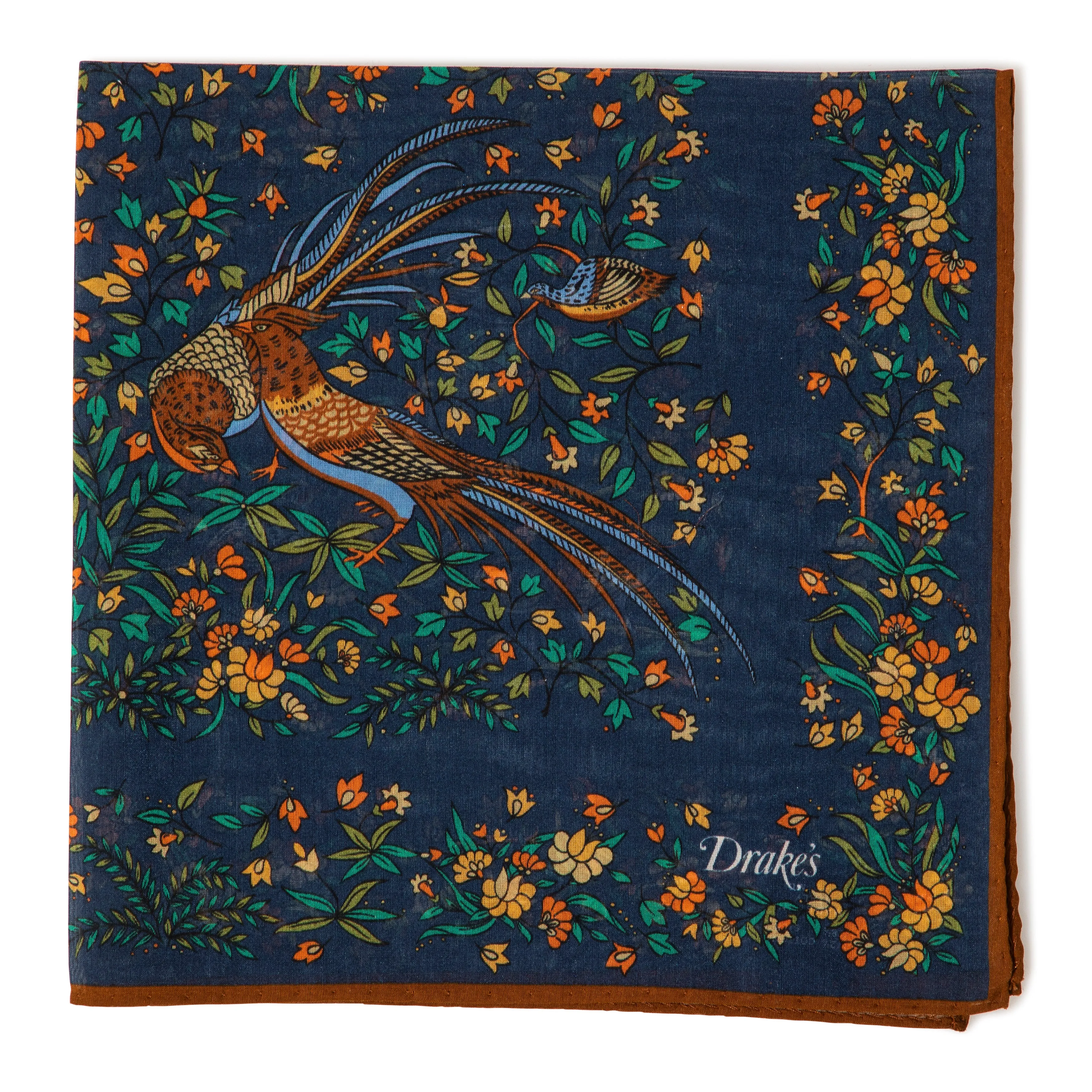Cotton/Silk Birds of Paradise Print Pocket Square