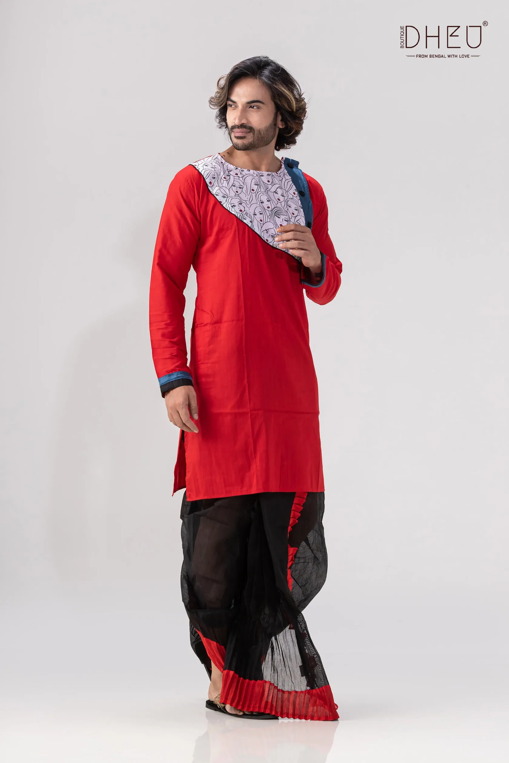 Dheu Exclusive Designer Kurta Dhoti(Optional) Set