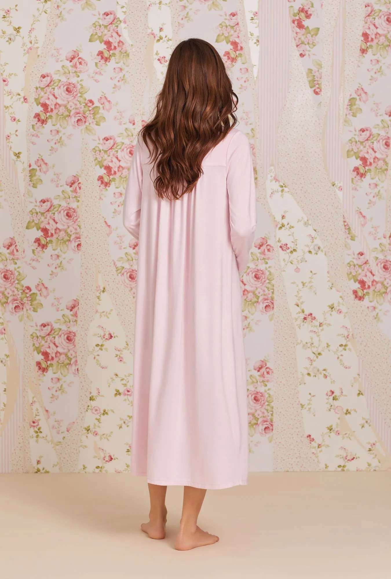 Dreamy Sweater Knit Long Nightgown- Soft Pink