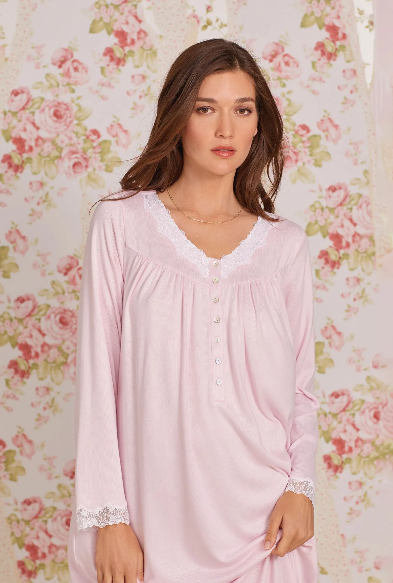 Dreamy Sweater Knit Long Nightgown- Soft Pink