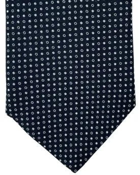 E. Marinella Extra Long Tie Midnight Blue Silver Geometric - Extra Long 70" Necktie