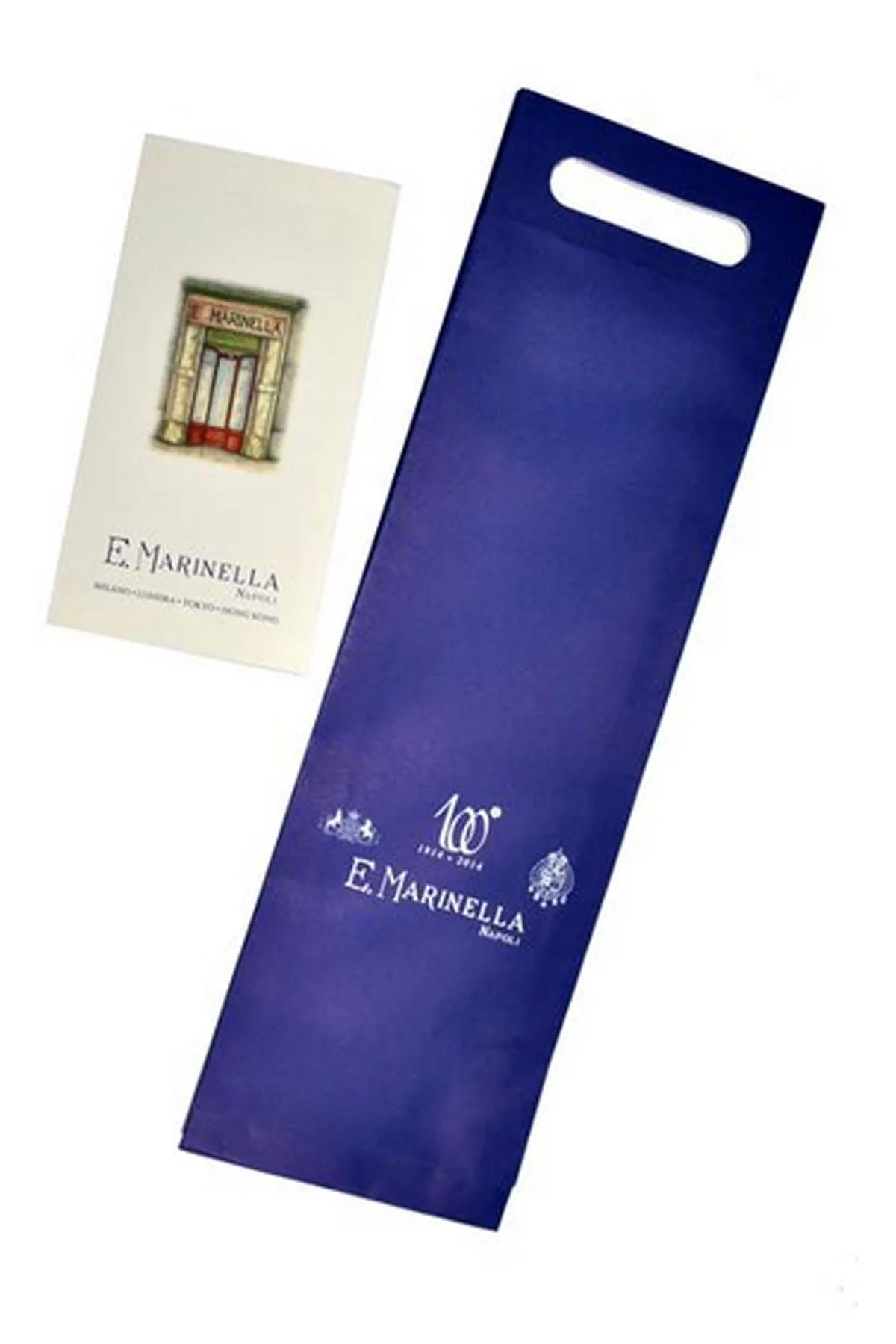 E. Marinella Tie Navy Taupe Blue Geometric