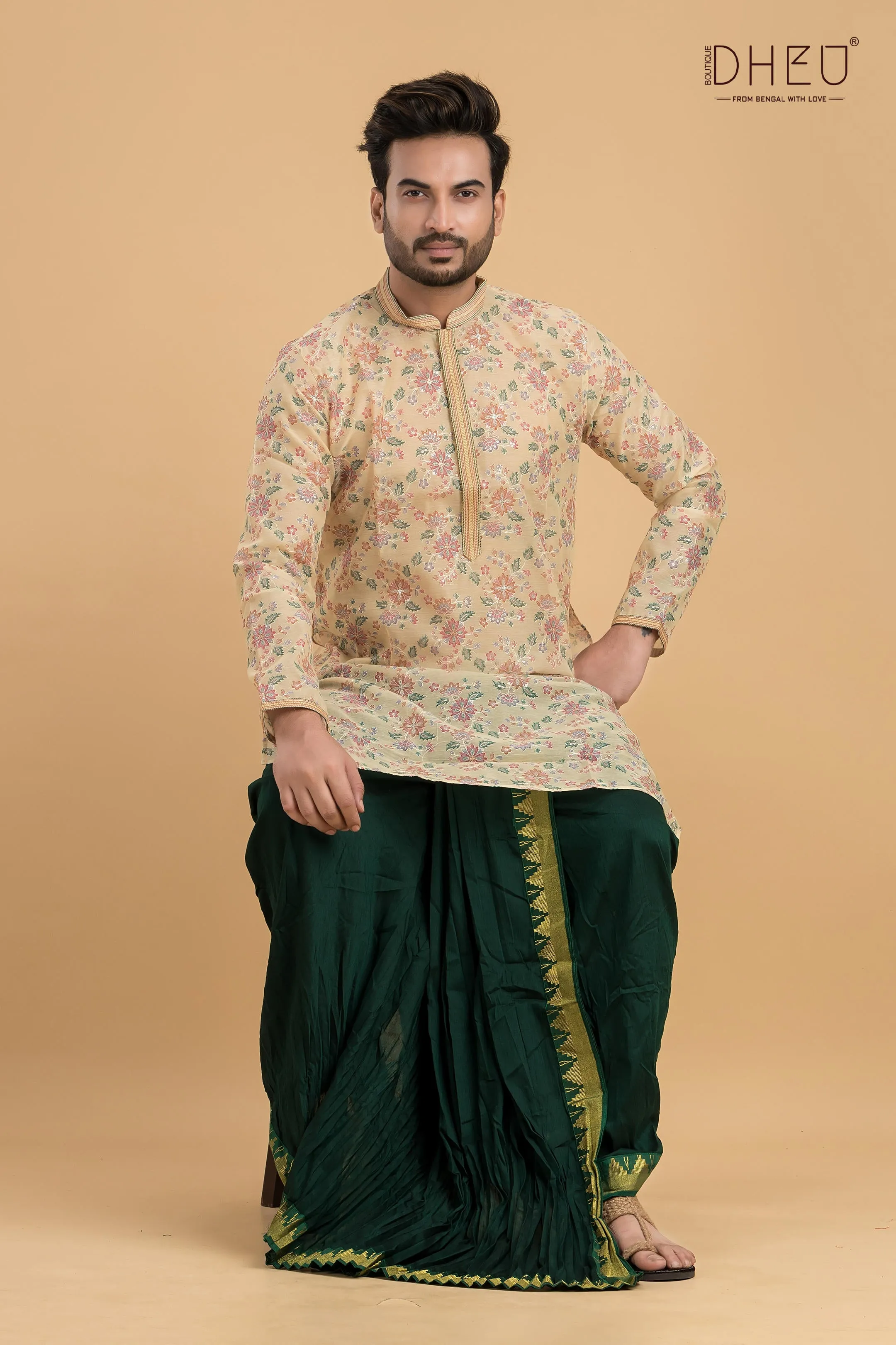 Luxurious Designer Kurta with Optional Dhoti Set