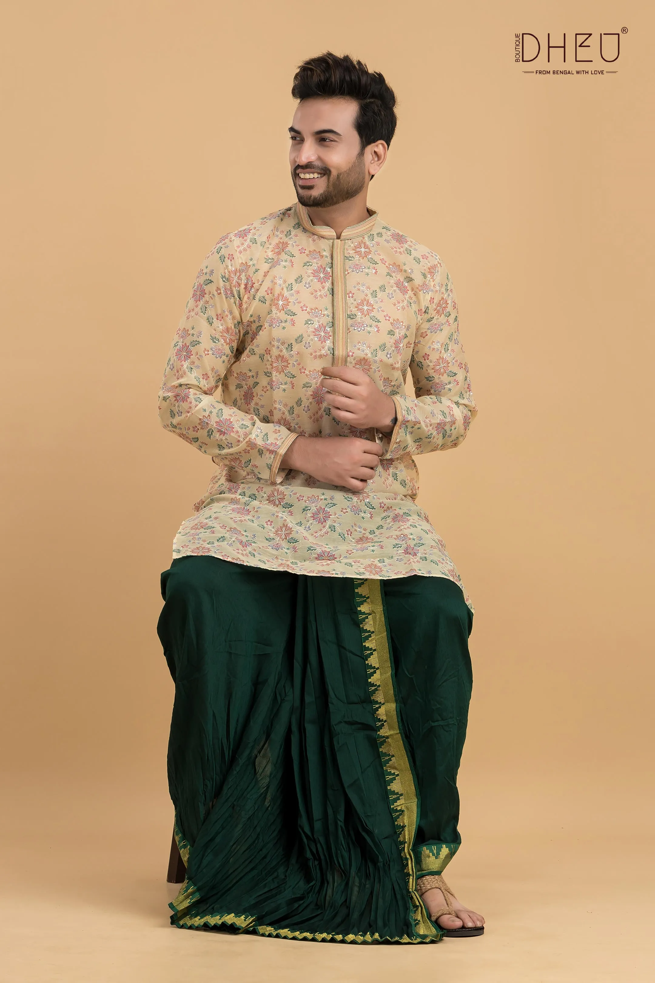 Luxurious Designer Kurta with Optional Dhoti Set