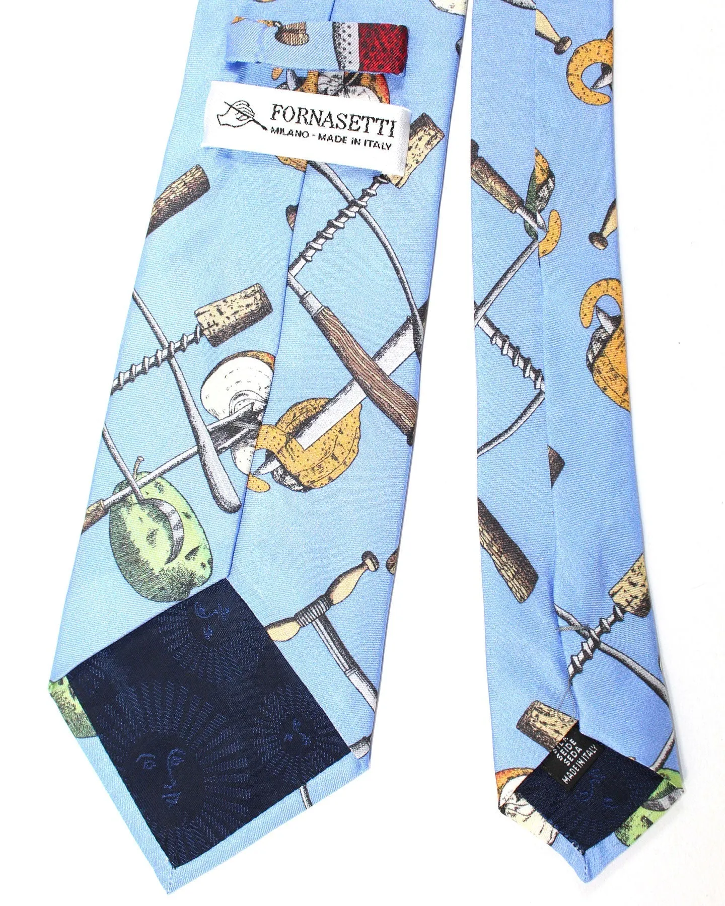 Fornasetti Necktie Blue Appetizer Design - Wide Necktie SALE