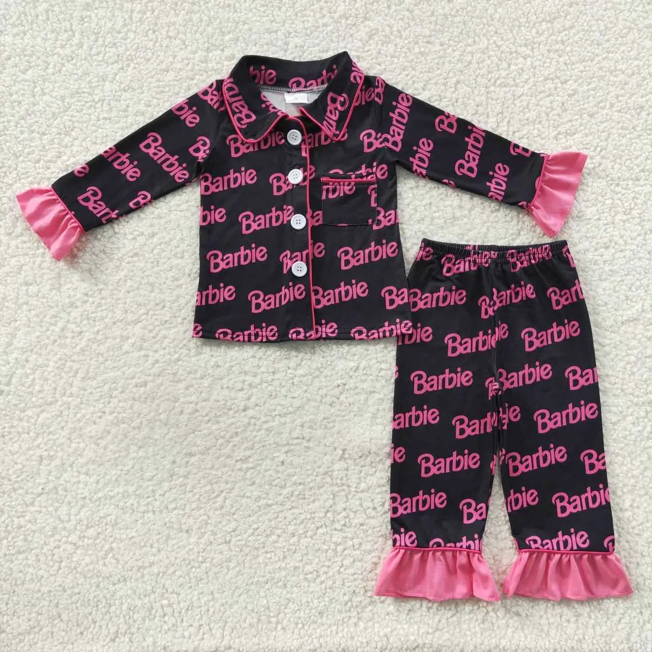 Girl pink letter print pajamas sets GLP0654