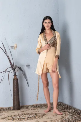 Gold satin Night suit with robe