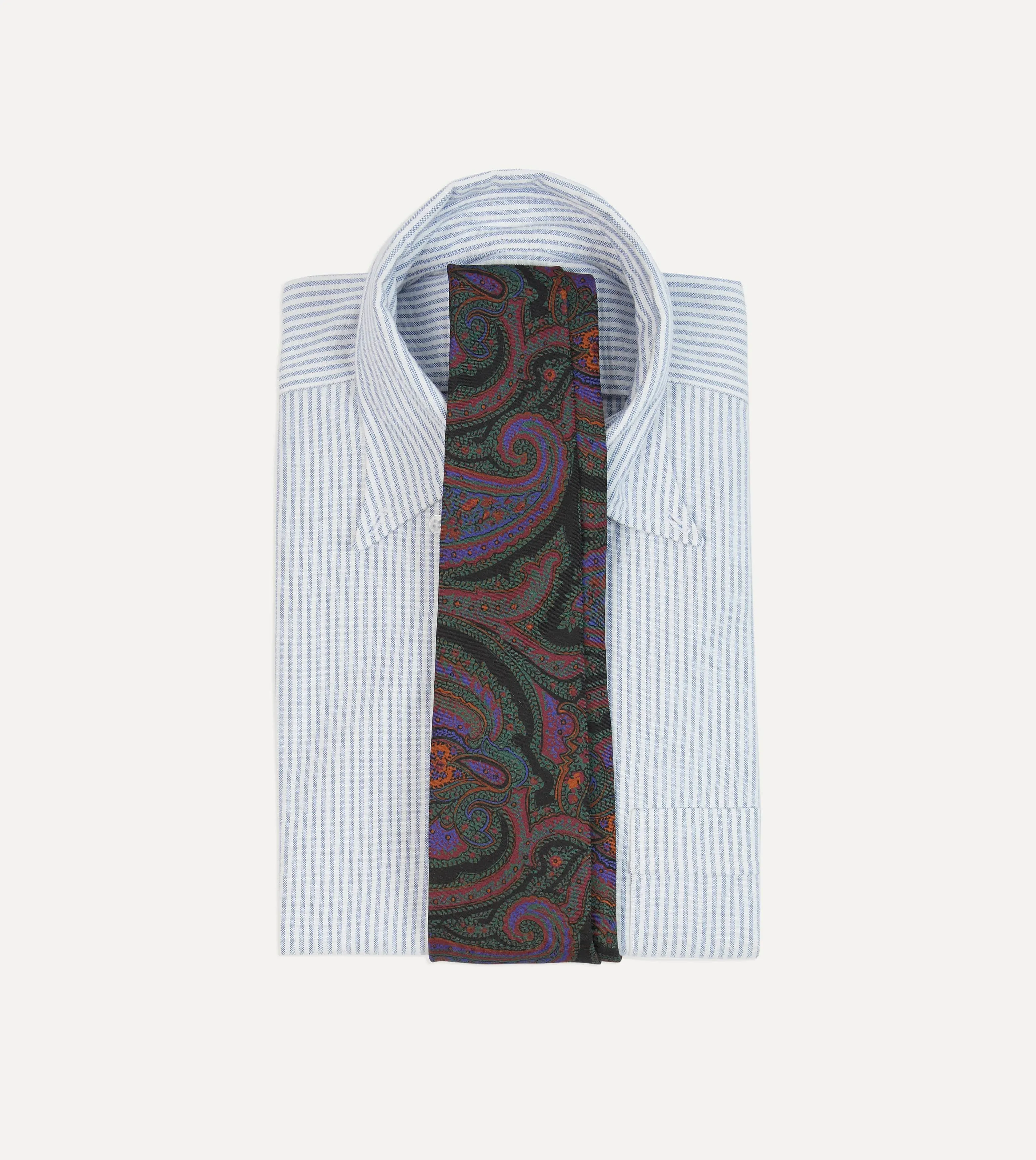 Green Acanthus Print Silk Self Tipped Tie