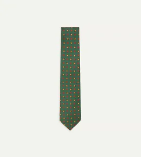 Green and Red Geometric Medallion Print Madder Twill Silk Tie