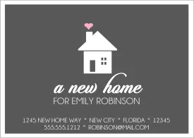 Grey And Pink New Address Moving Announcement Cards