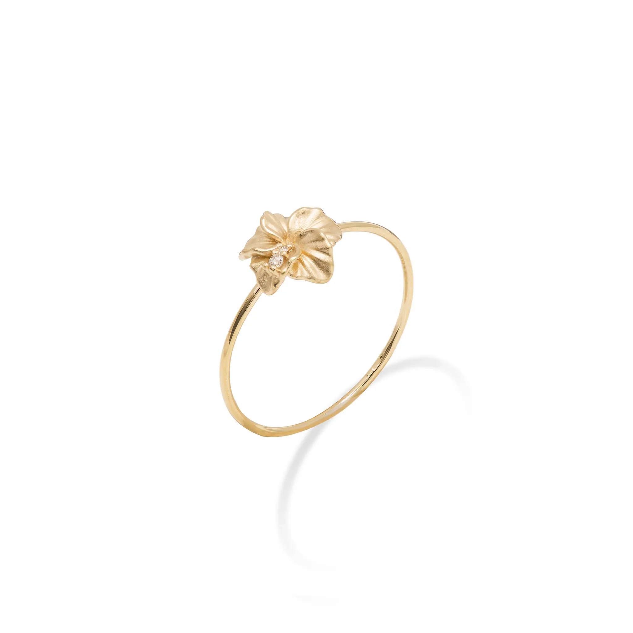 Hawaiian Gardens Hibiscus Ring in Gold with Diamonds - 8mm