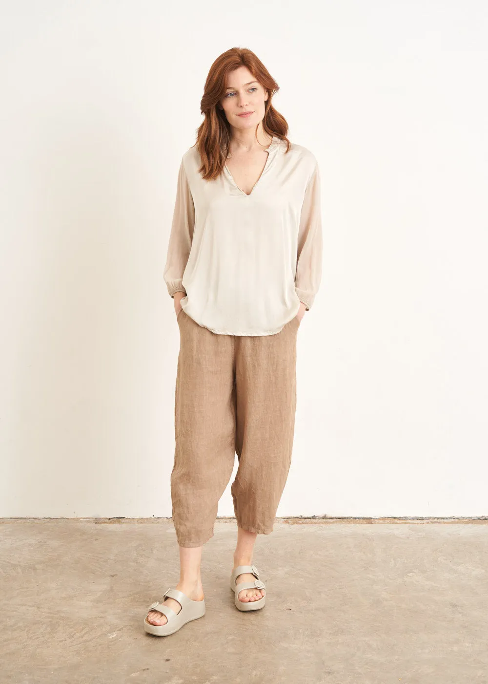 HESTER 3/4 SLEEVE TOP - OATMEAL